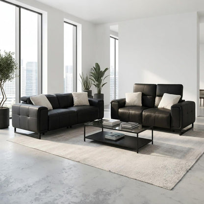 Rosebury 3 2 1 Electric Recliner Sofa Suite Leather Look Black Grey