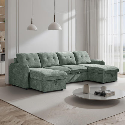 Seattle U Shaped 5 Seater Fabric Corner Sofa Bed