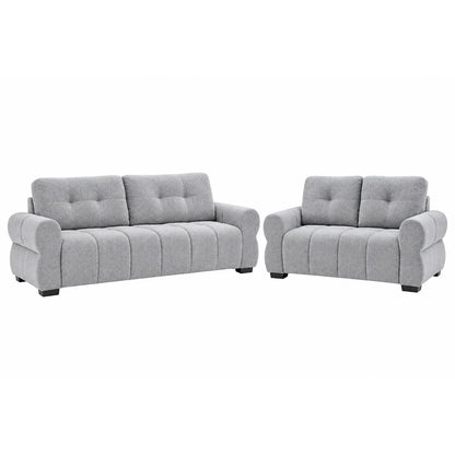 Sandford 3 2 Sofa Suite Fabric Set Rolled Arms Beige or Grey
