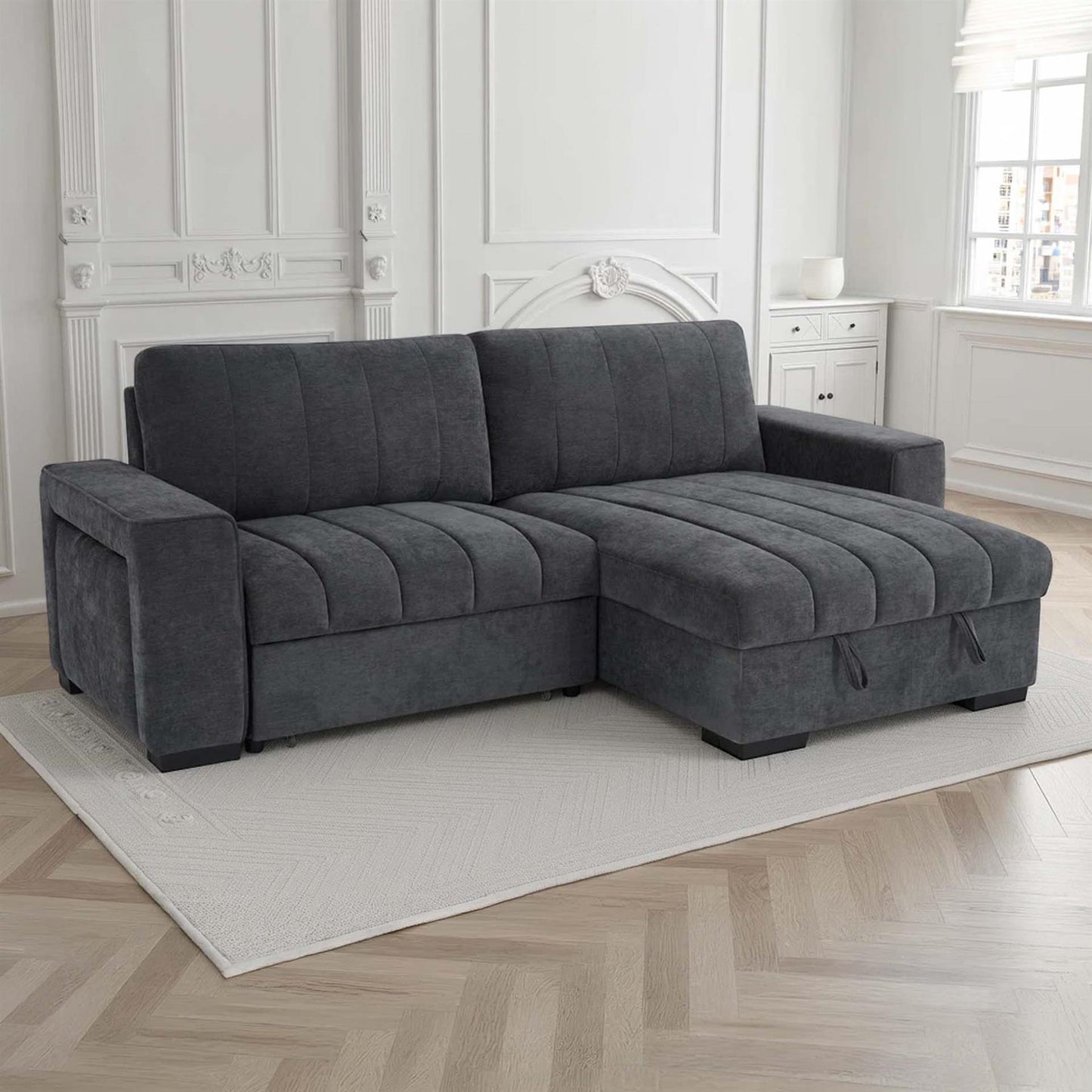 Frankie Universal Corner Sofa Bed with Storage USB & Cupholder
