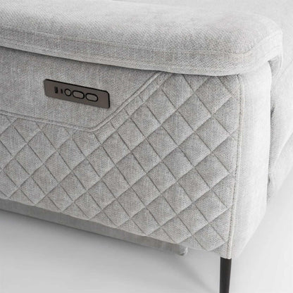 Oscar Ivory Fabric 2 Seater Electric Reclining Sofa USB Power Headrest