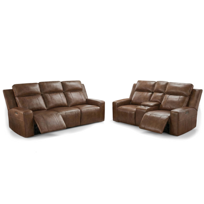 Barcino Leather Look Electric Reclining Sofa Suite 3 + 2 USB Charging