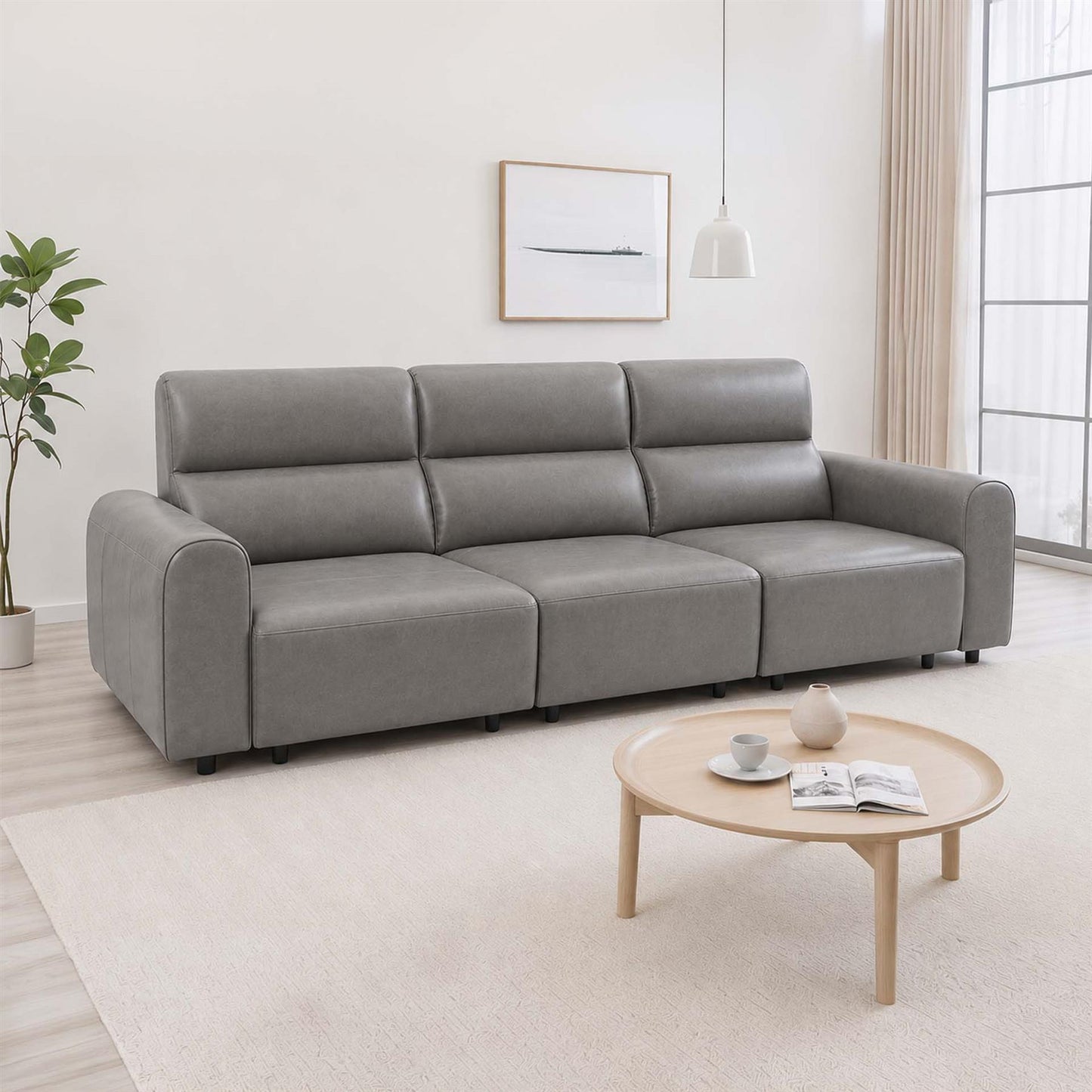 Corby 3 Seater Electric Recliner Sofa Leather Look High Back Design