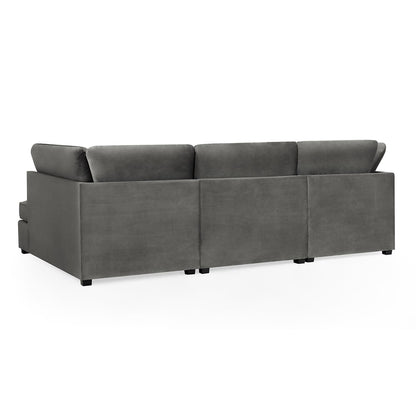 California Plush Velvet Beige, Black or Grey U shaped 6 Seater Sofa