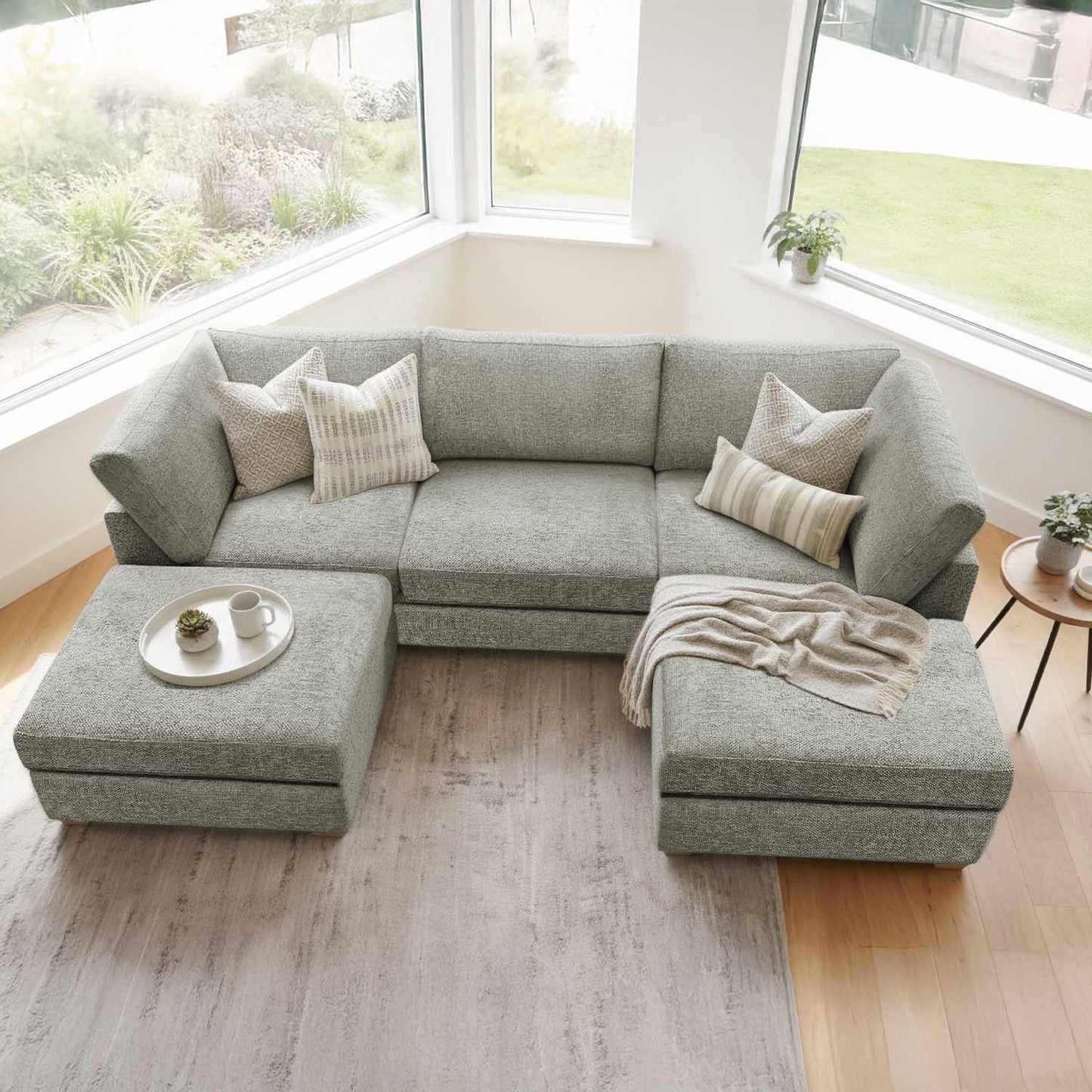 Kenzo U-Shaped 4-5 Seater Chenille Fabric Sofa