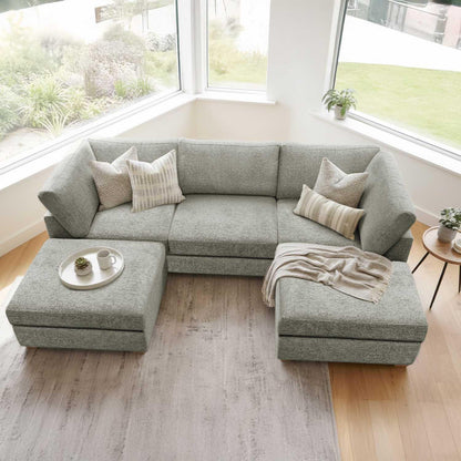 Kenzo U-Shaped 4-5 Seater Chenille Fabric Sofa