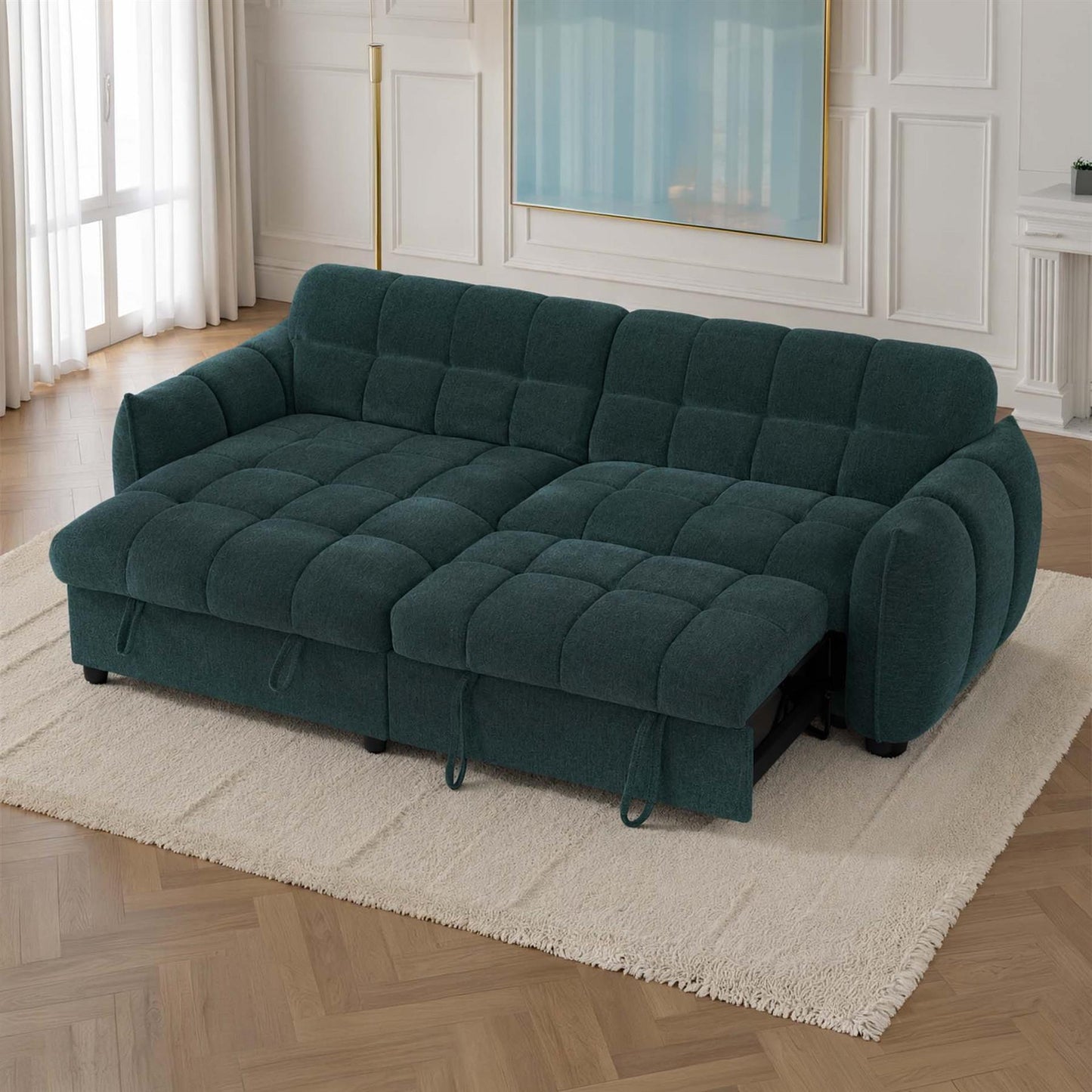 Fenton Universal Corner Sofa Bed with Storage Chaise Chenille Fabric