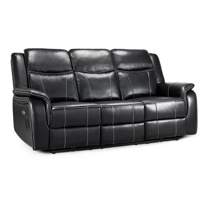 Orlando Black or Grey Leather Electric Reclining Sofa Suite 3 + 2