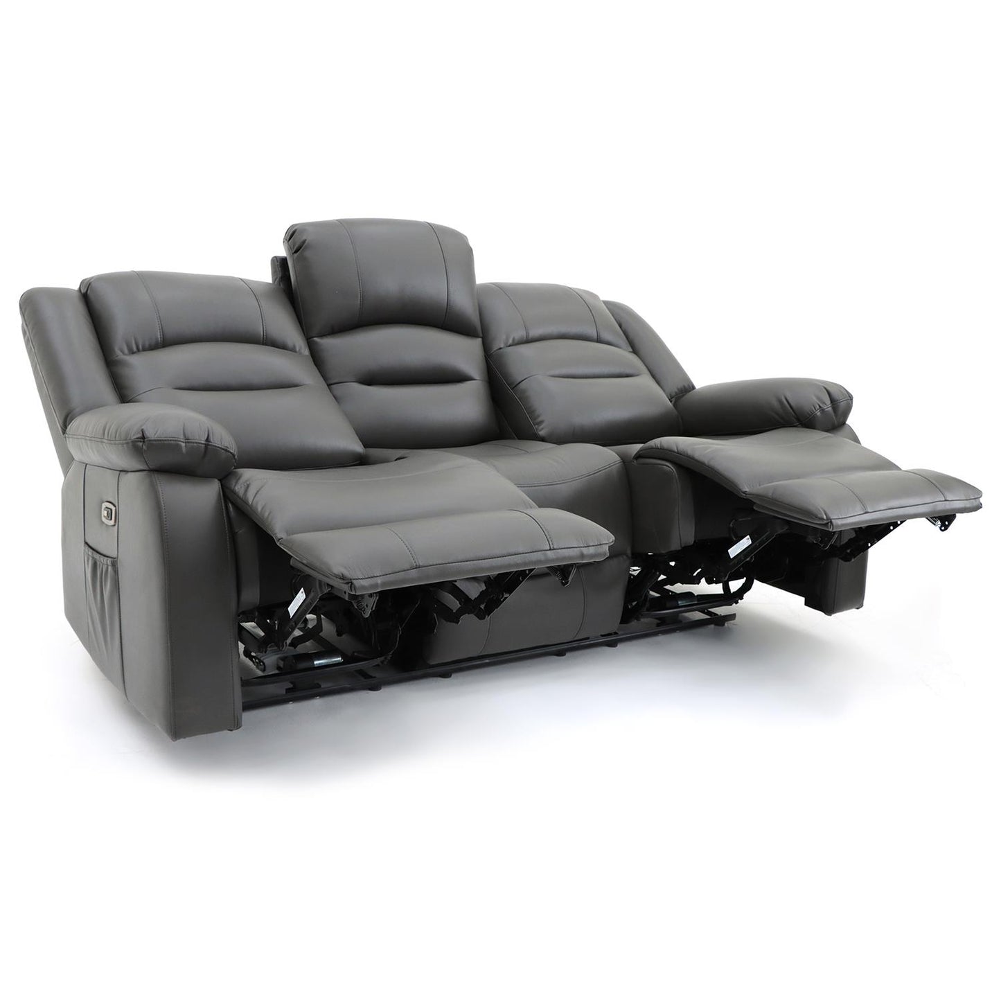 Arlo Leather Like 3 Seater Electric Reclining Sofa With USB + Drinks Tray