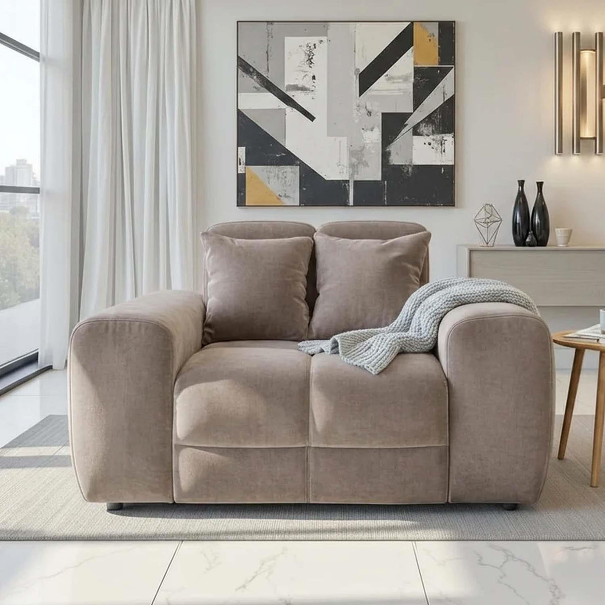 Jenson Plush Velvet Armchair with Deep Seat & Thick Boxed Arms