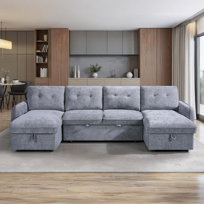 Seattle U Shaped 5 Seater Fabric Corner Sofa Bed