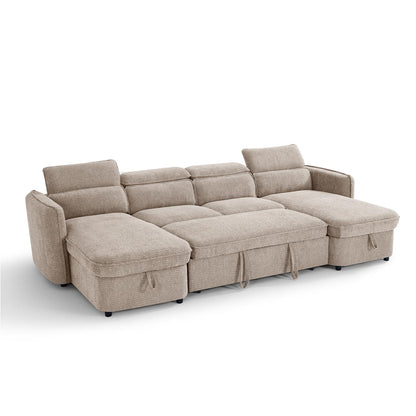 Ria Large 4 5 Seater Fabric U Shaped Sofa Bed Tilting Headrest Storage