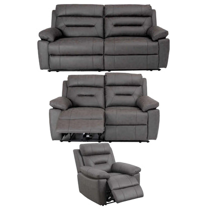 Lucy Electric Reclining 3 Piece Sofa Suite 3 + 2 + 1 Grey