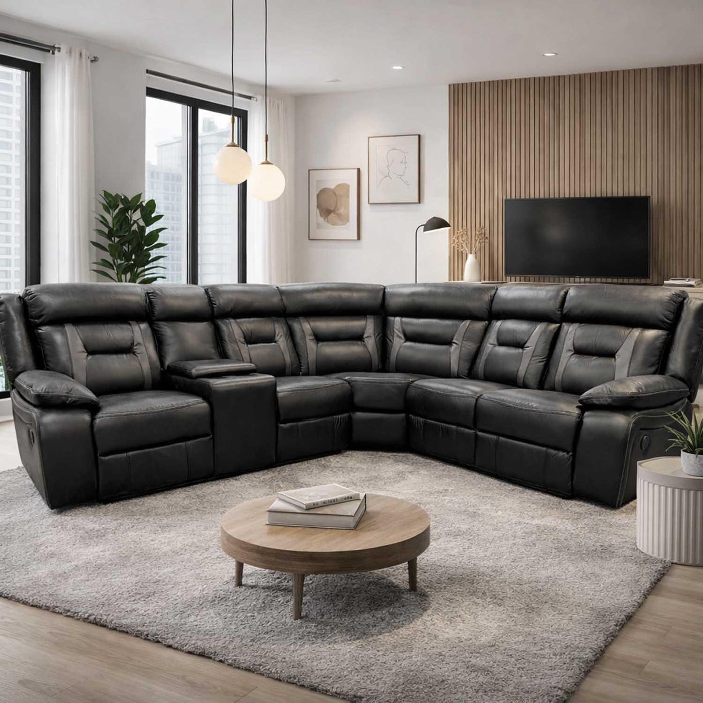 Nova Black Electric Reclining Corner Sofa USB Charging