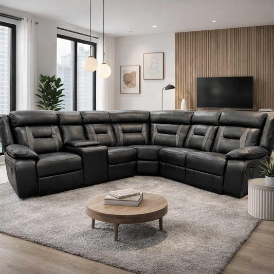 Nova Black Electric Reclining Corner Sofa USB Charging