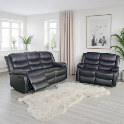 Cortland Leather Look 3 + 2 Sofa Suite Manual Reclining Black or Brown