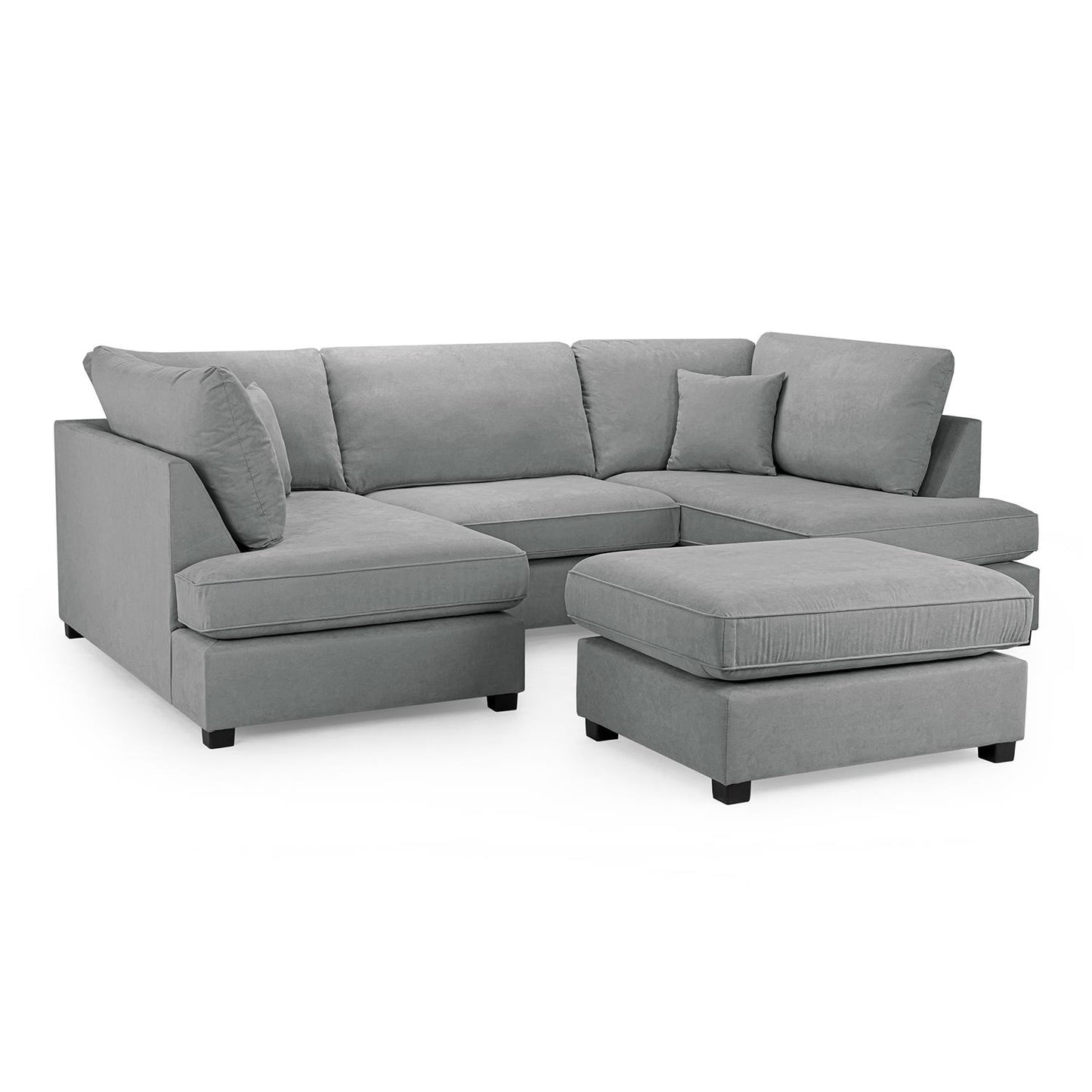 California Classic Fabric Beige, Black or Grey U shaped 6 Seater Sofa