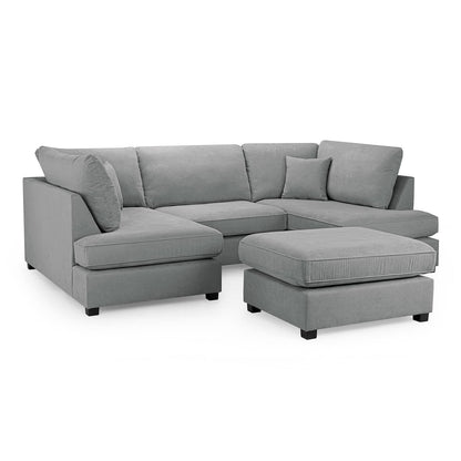 California Classic Fabric Beige, Black or Grey U shaped 6 Seater Sofa