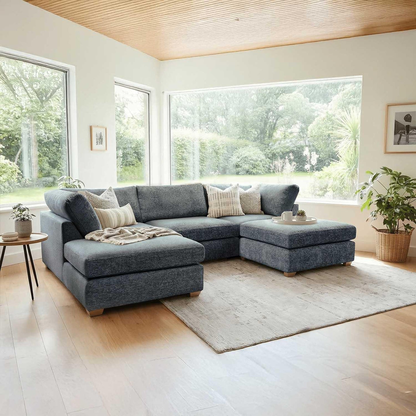 Kenzo U-Shaped 4-5 Seater Chenille Fabric Sofa