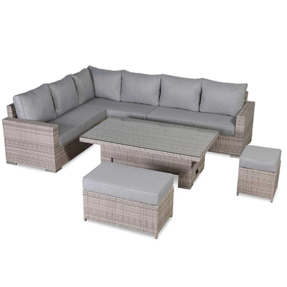 Rattan Corner Garden Sofa Set with Rising Table