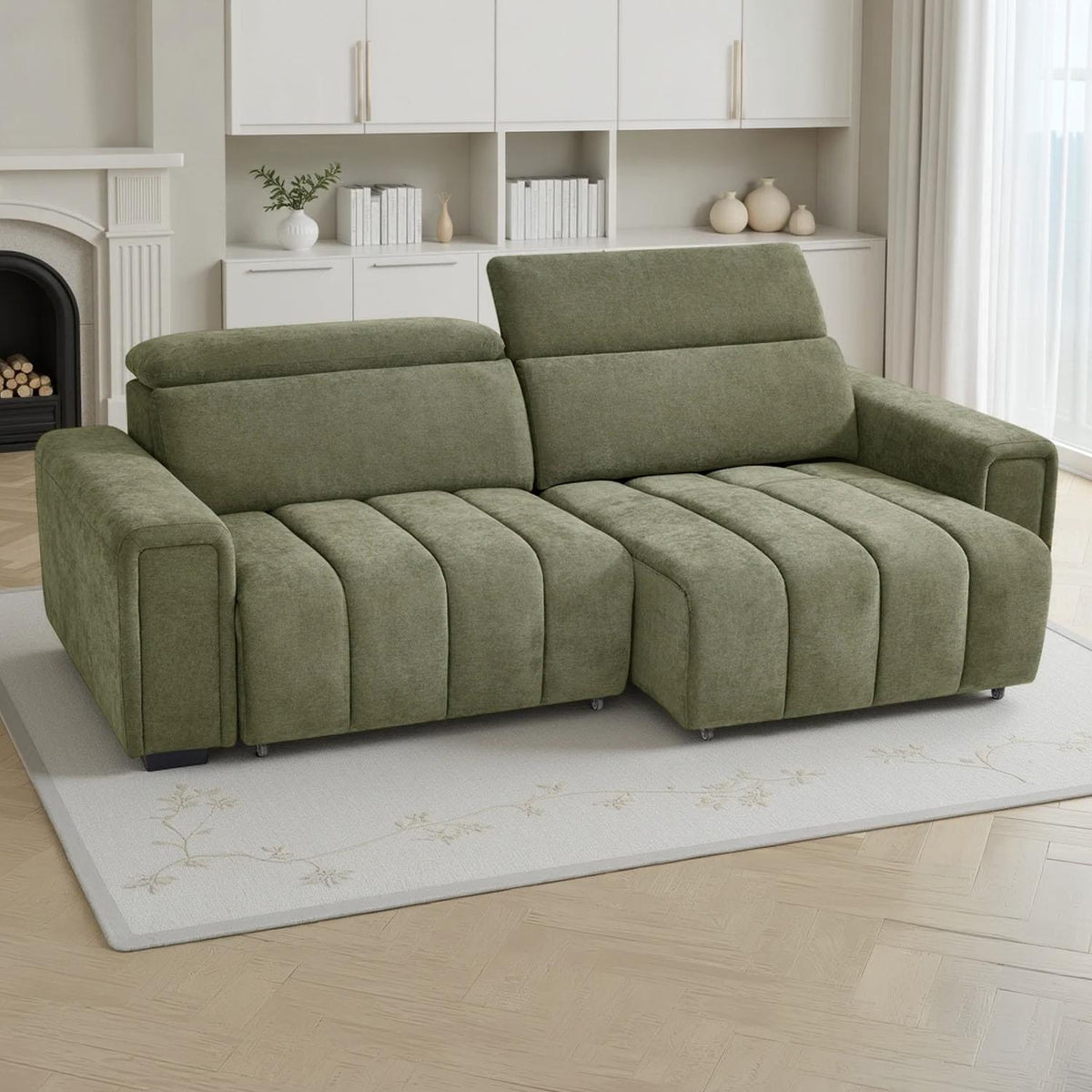 Millie 3 Seater Electric Sliding Sofa Adjustable Headrests 3 Colours