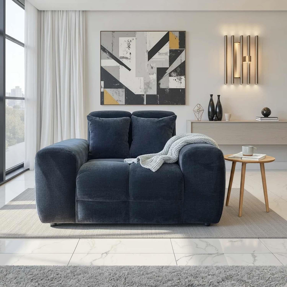 Jenson Plush Velvet Armchair with Deep Seat & Thick Boxed Arms