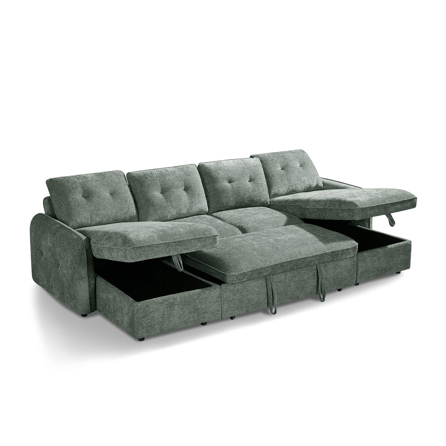 Seattle U Shaped 5 Seater Fabric Corner Sofa Bed