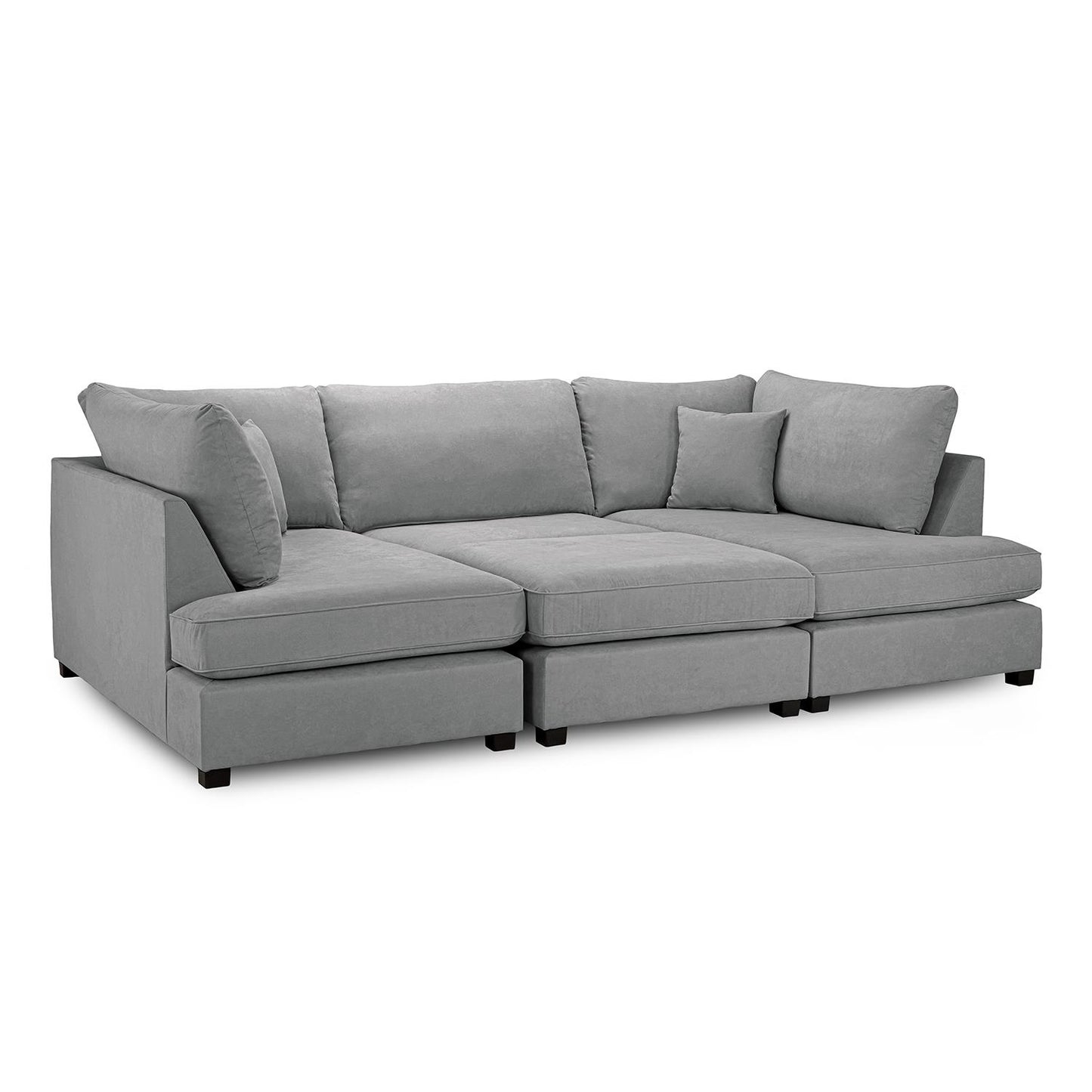California Classic Fabric Beige, Black or Grey U shaped 6 Seater Sofa