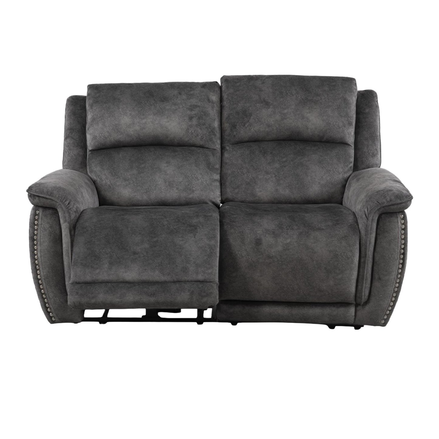 Mendoza Grey Plush Velvet Electric Reclining 2 Seater Sofa USB Charging