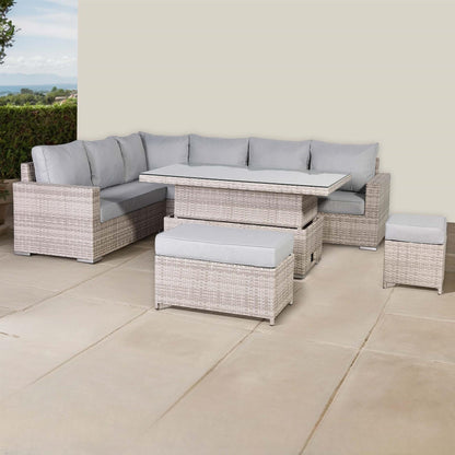 Rattan Corner Garden Sofa Set with Rising Table
