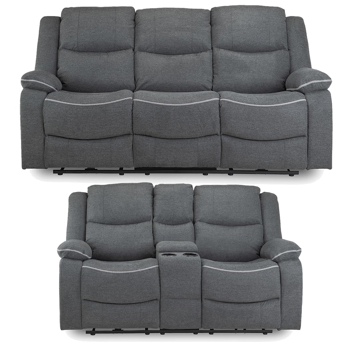 Harlow Graphite Grey Fabric 3 + 2 Electric Reclining Sofa Suite