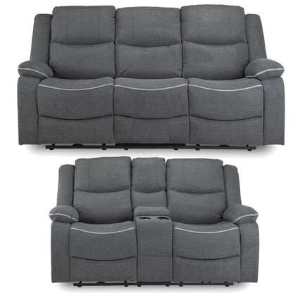 Harlow Graphite Grey Fabric 3 + 2 Electric Reclining Sofa Suite