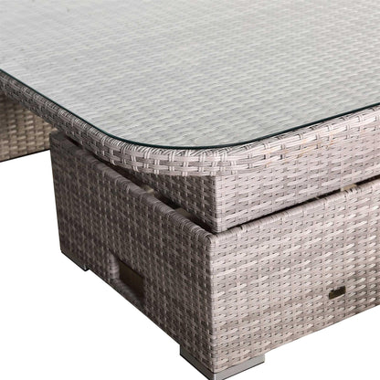 Round Corner Rattan Patio Sofa Set with Adjustable Table