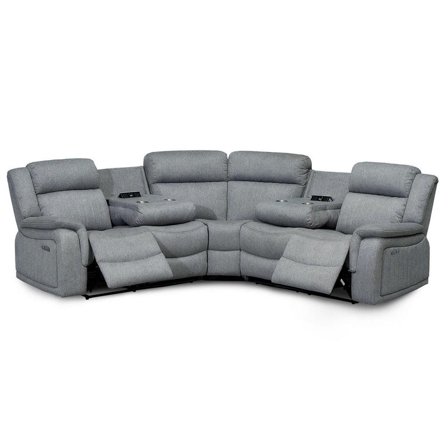 Linden 5 Seater Electric Reclining Corner Sofa Grey Fabric