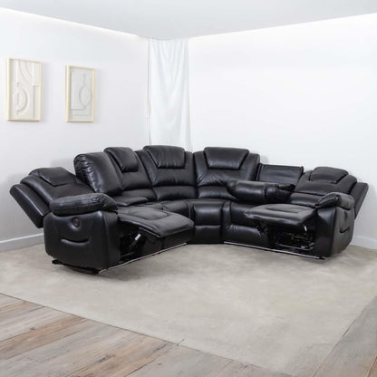 Oxbridge 5 Seater Electric Recliner Corner Sofa LED USB Black or Grey