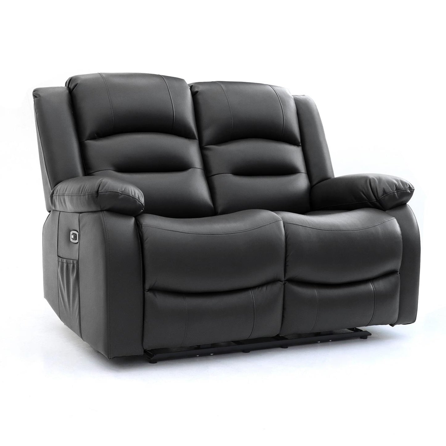 Arlo Leather Like Black or Grey 3 + 2 Electric Reclining Sofa Suite USB Charging + Drinks Tray