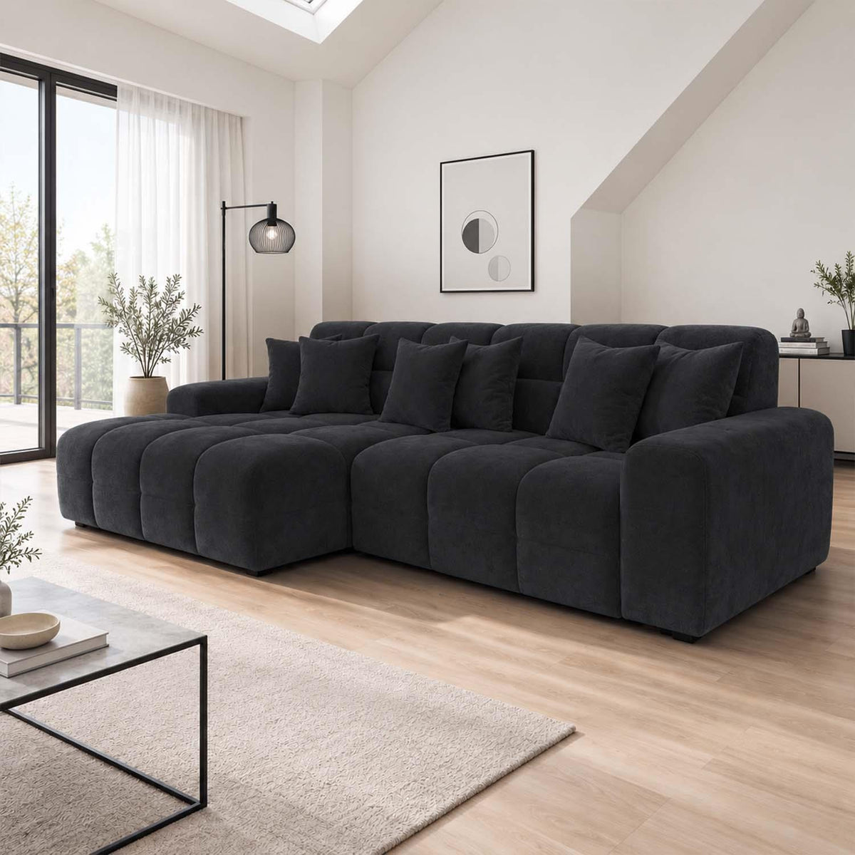 Jenson Plush Velvet Corner Sofa Left Right Hand Facing with Chaise