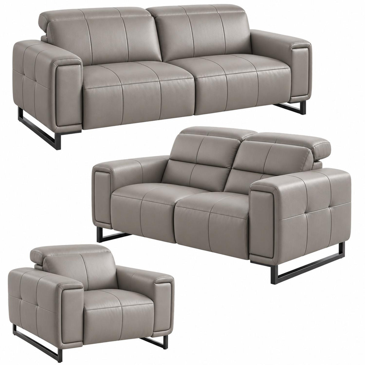Rosebury 3 2 1 Electric Recliner Sofa Suite Leather Look Black Grey