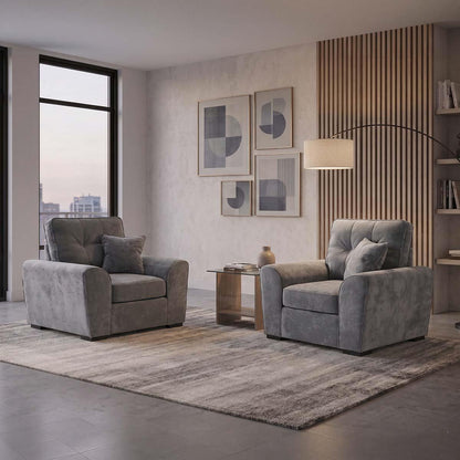 Montford Grey 3 + 2 + 1 Three Piece Sofa Suite High Back Fabric