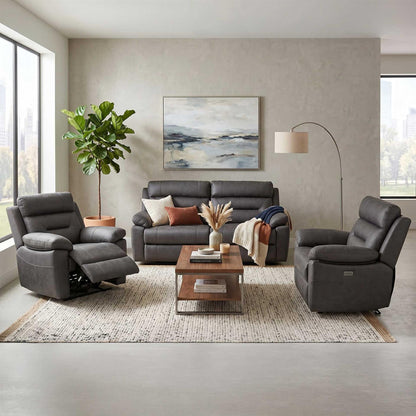 Lucy Electric Reclining 3 Piece Sofa Suite 3 + 1 + 1 Grey
