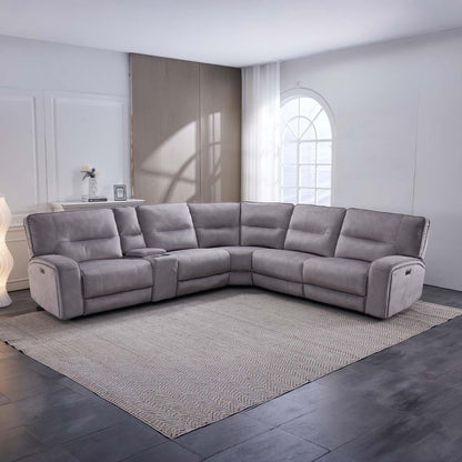 Caleb Power Electric Reclining Corner Sofa 5 Seater Aspen Latte USB