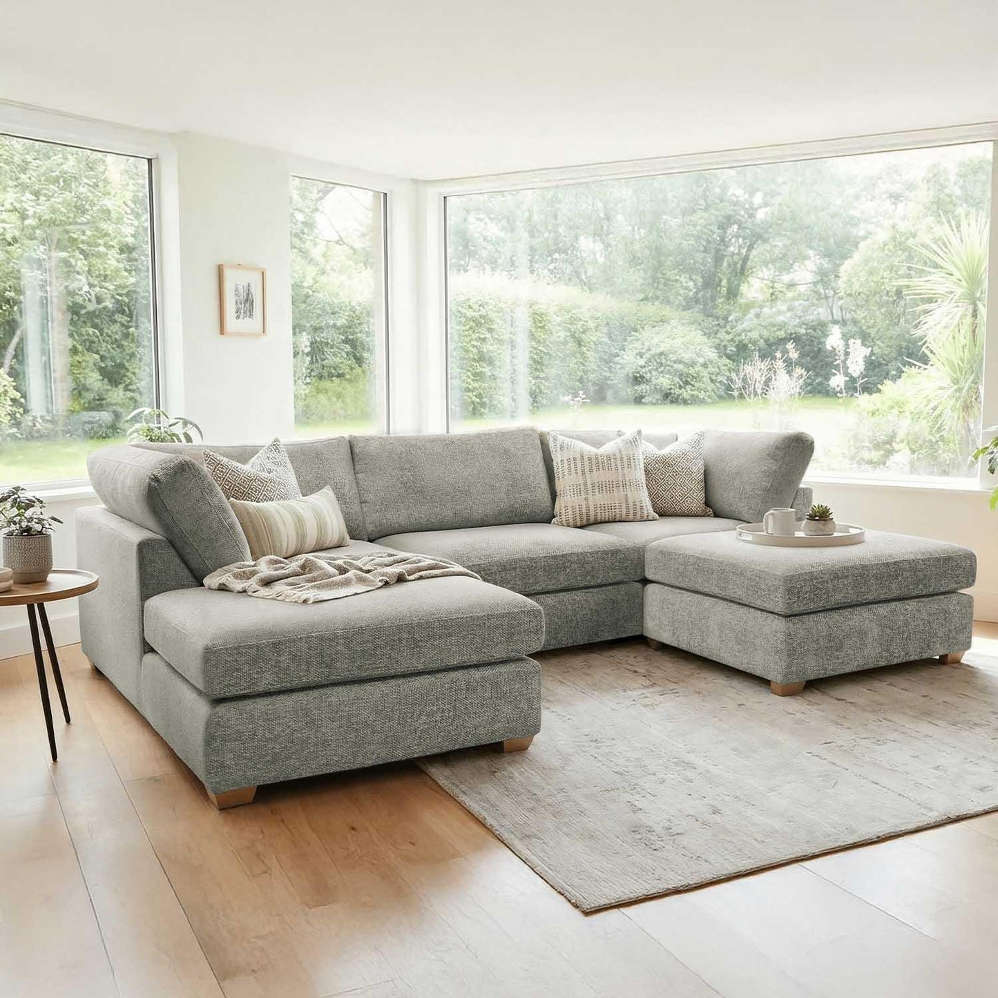 Kenzo U-Shaped 4-5 Seater Chenille Fabric Sofa