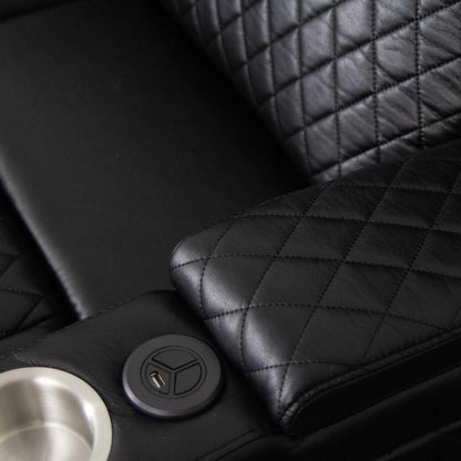 Felix Black or Grey Leather Electric Reclining Sofa Suite USB Cup Holder