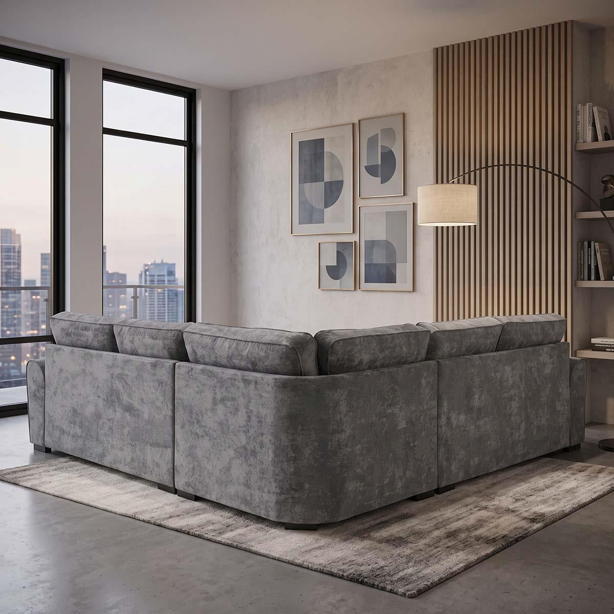 Montford Grey Fabric 5 Seater L Shaped Corner Sofa