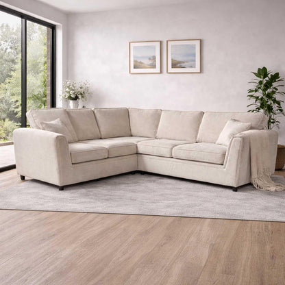 Ascot 5 Seater Corner Sofa Chenille Fabric Beige or Charcoal