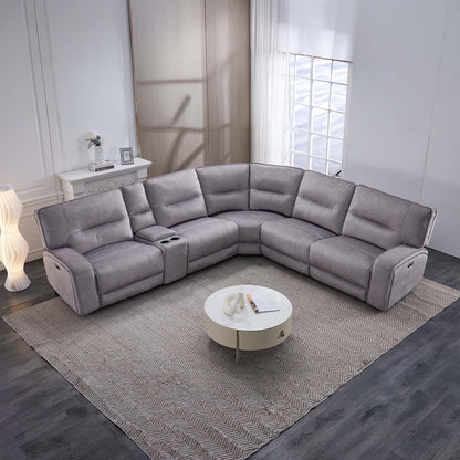 Caleb Power Electric Reclining Corner Sofa 5 Seater Aspen Latte USB