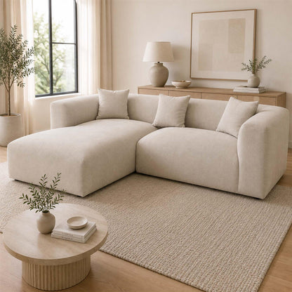 Ely Cloud Chaise L-Shaped Corner Sofa, Linen Fabric, LHF or RHF