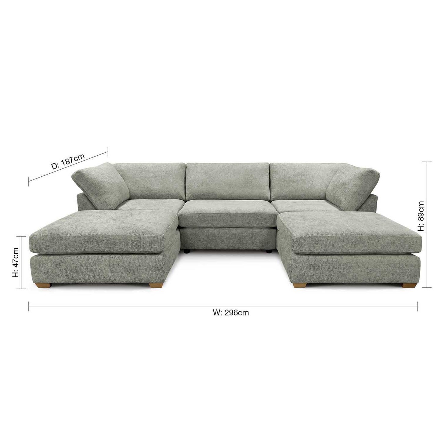 Kenzo U-Shaped 4-5 Seater Chenille Fabric Sofa