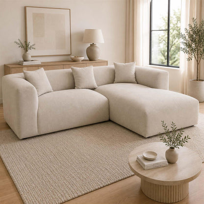 Ely Cloud Chaise L-Shaped Corner Sofa, Linen Fabric, LHF or RHF