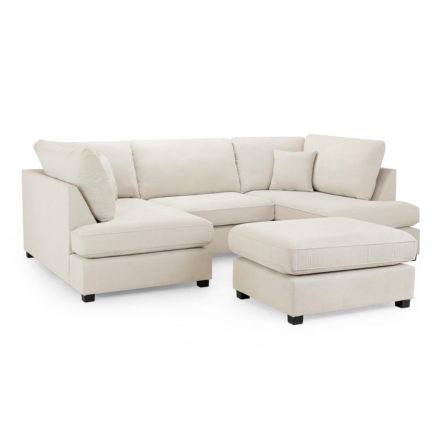 California Classic Fabric Beige, Black or Grey U shaped 6 Seater Sofa